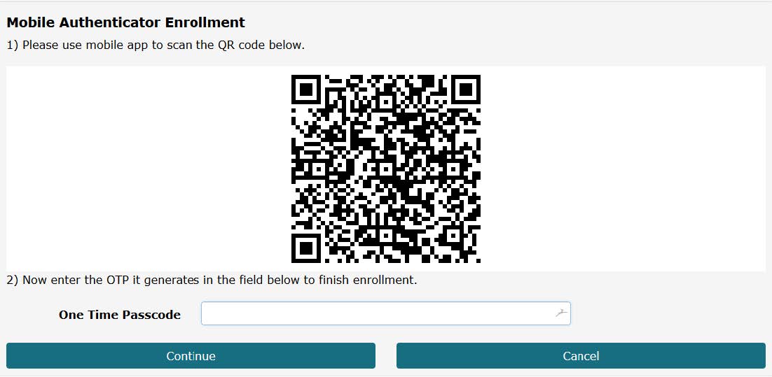 QR Code for Mobile Athenticator Enrollment