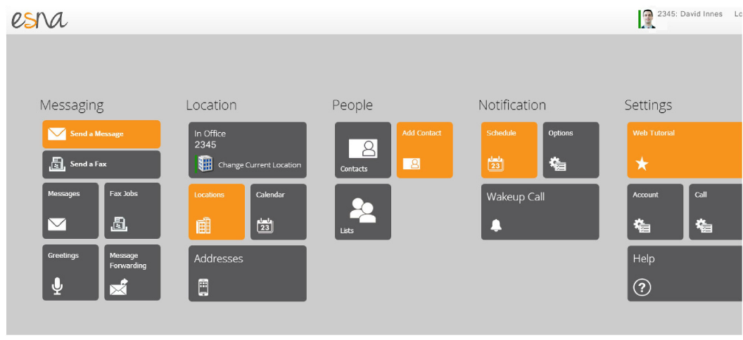 ESNA Screen Messaging, Notification, Settings, etc.