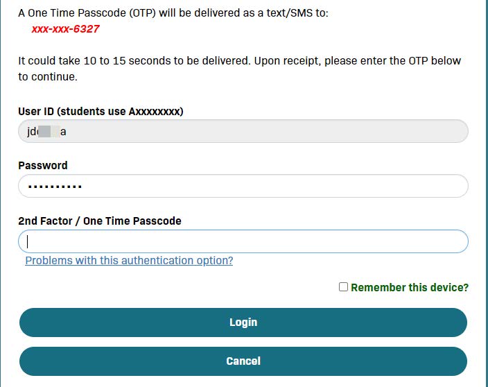 2nd Factor / One Time Passcode