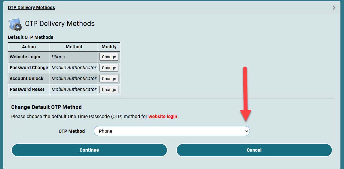 Change OTP Method