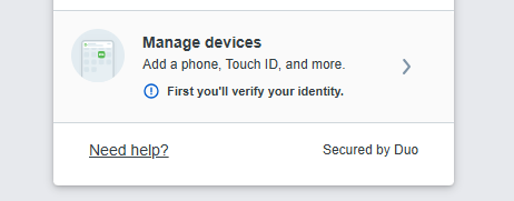 Manage devices - Add a phone, Touch ID, and more - First you'll verify identity.