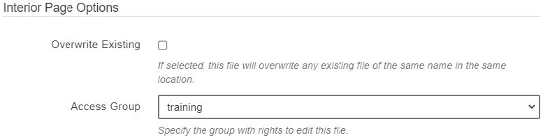 Image showing Interior Page Option input fields