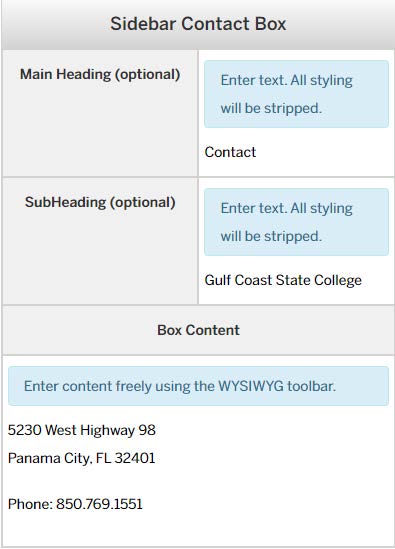 Image of Inserting Sidebar Contact Box Content