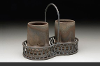 Ted Neal - Industrial Cup Set, iron rich stoneware & fabricated steel  